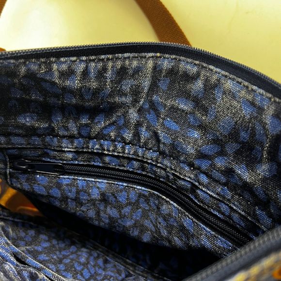 Fossil Key-Per Crossbody Bag Coated Canvas Aztec Chevron Print Blue Denim Trim‎ - Picture 14 of 16